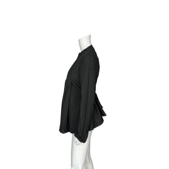 NWOT $590 Marc Le Bihan Black Long Sleeve Cotton Blouse French sz 40 US sz 8 - Picture 6 of 10